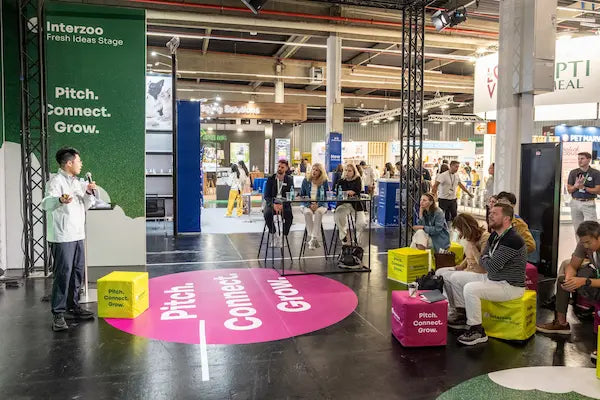 PETOLIVA pitching at Interzoo 2026 Fresh Ideas Stage, product presentation pitch event at global pet industry exhibition