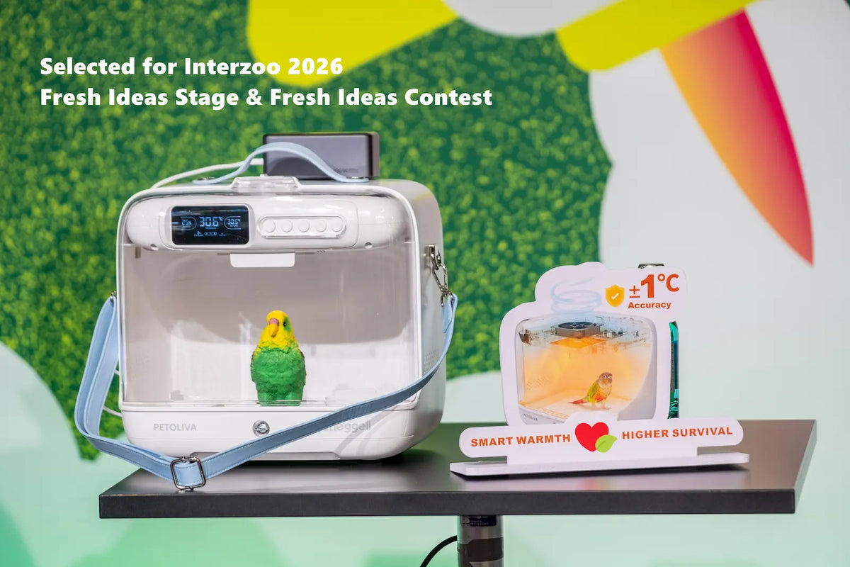 PETOLIVA Smart Bird Brooder displayed at Interzoo 2026 exhibition, selected for Fresh Ideas Stage & Contest, pet innovation booth photo